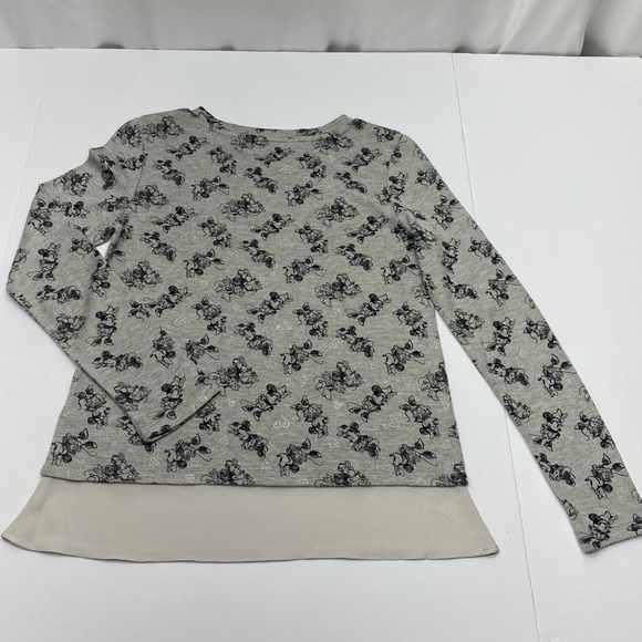 Disney Parks Women’s Gray/Black Long Sleeve Minnie Mouse Top XS Lightweight - Picture 9 of 12